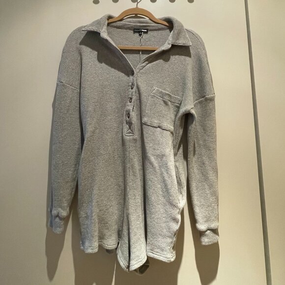 Fashion Nova Chilled Out Oversized Romper in Grey - Picture 4 of 15